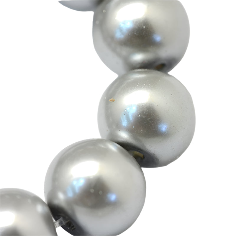 The Bead Store 4mm Round Glass Pearls ~ Silver ~ approx. 200 beads / strand
