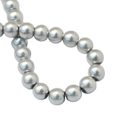 The Bead Store 4mm Round Glass Pearls ~ Silver ~ approx. 200 beads / strand
