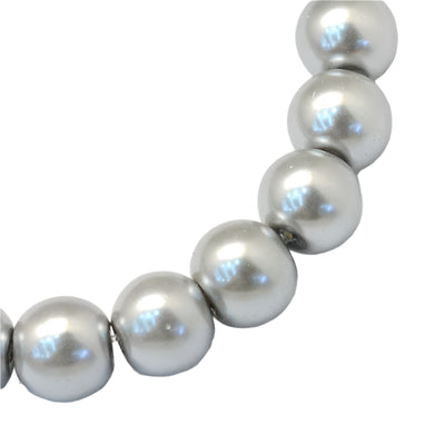 The Bead Store 4mm Round Glass Pearls ~ Silver ~ approx. 200 beads / strand