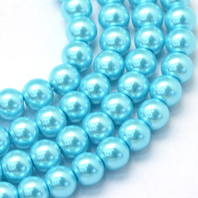 The Bead Store 4mm Round Glass Pearls ~ Sky Blue ~ approx. 200 beads / strand
