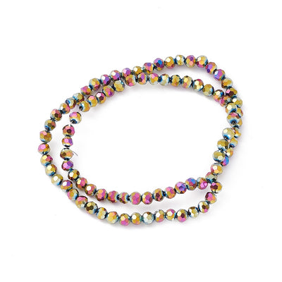 The Bead Store 4mm Round Multicolour Plated Faceted Glass Beads ~ approx. 100 beads/string