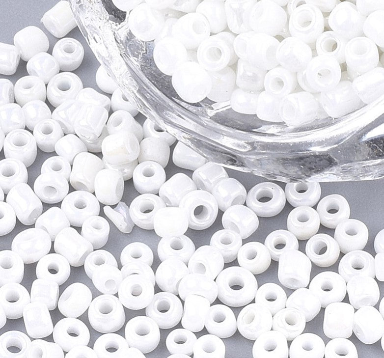 The Bead Store 4mm Seed Beads ~ 20g ~ Opaque White AB