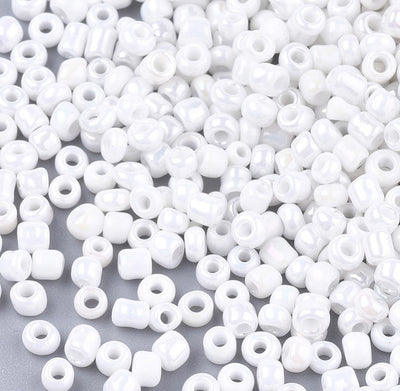 The Bead Store 4mm Seed Beads ~ 20g ~ Opaque White AB
