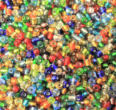 The Bead Store 4mm Silver Lined Glass Seed Beads ~ 20g ~ Mixed Colours