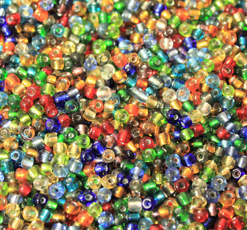 The Bead Store 4mm Silver Lined Glass Seed Beads ~ 20g ~ Mixed Colours