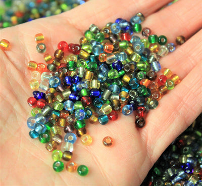 The Bead Store 4mm Silver Lined Glass Seed Beads ~ 20g ~ Mixed Colours