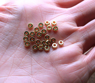 The Bead Store 4x1.5mm Gold Plated Brass Heishi Spacers ~ Pack of 20