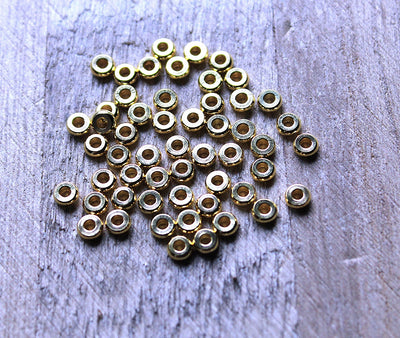 The Bead Store 4x1.5mm Gold Plated Brass Heishi Spacers ~ Pack of 20