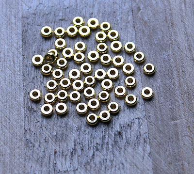 The Bead Store 4x1.5mm Gold Plated Brass Heishi Spacers ~ Pack of 20