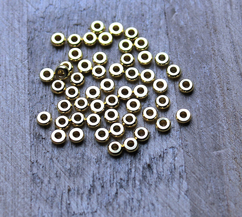 The Bead Store 4x1.5mm Gold Plated Brass Heishi Spacers ~ Pack of 20