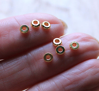 The Bead Store 4x1.5mm Gold Plated Brass Heishi Spacers ~ Pack of 20