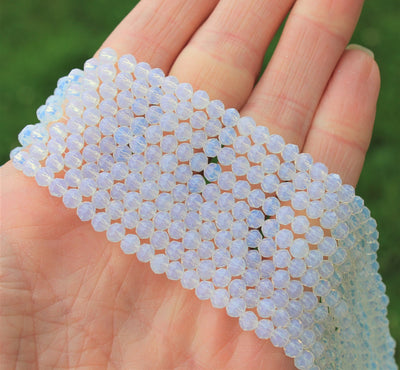The Bead Store 4x3mm Electroplated Faceted Glass Rondelle Beads Imitation Opalite