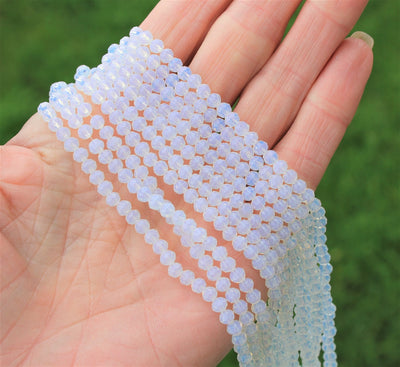 The Bead Store 4x3mm Electroplated Faceted Glass Rondelle Beads Imitation Opalite