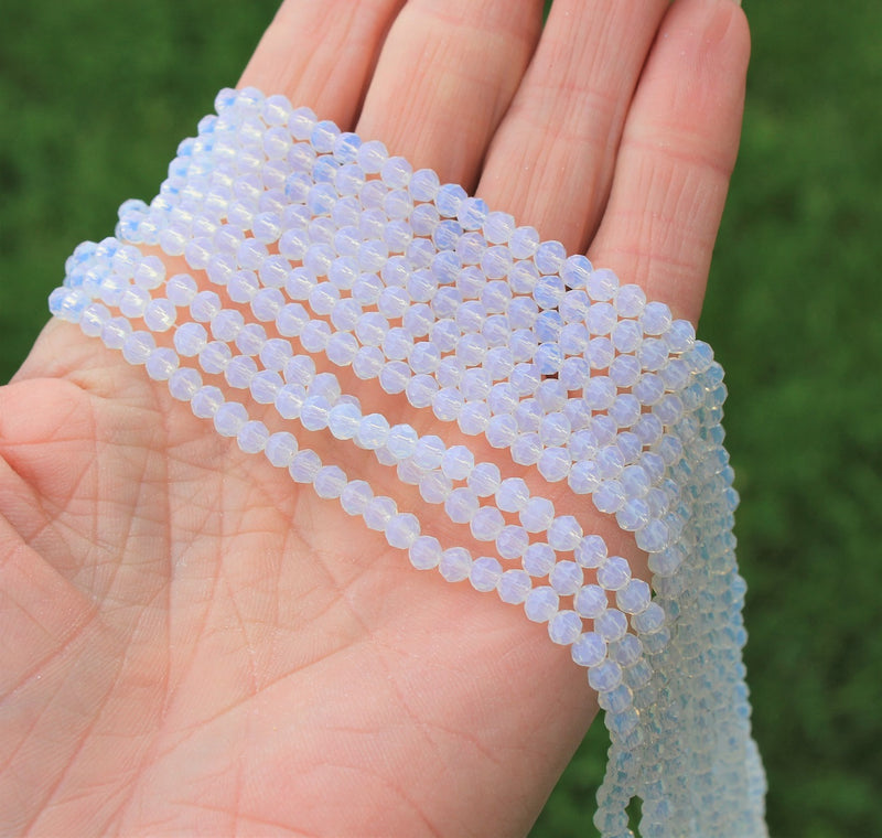 The Bead Store 4x3mm Electroplated Faceted Glass Rondelle Beads Imitation Opalite