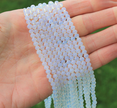 The Bead Store 4x3mm Electroplated Faceted Glass Rondelle Beads Imitation Opalite