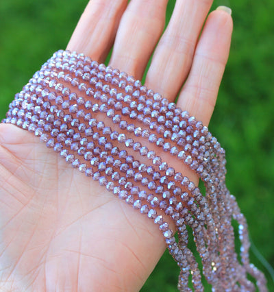 The Bead Store 4x3mm Electroplated Faceted Glass Rondelle Beads Lustred Plum 