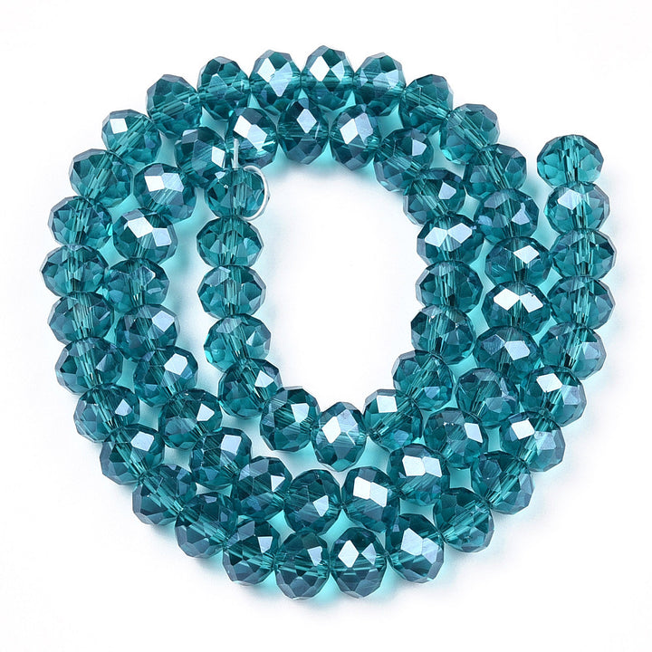 1 Strand of 4x3mm Faceted Crystal Glass Rondelle Beads Lustred Steel Blue approx. 115 beads