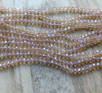 The Bead Store 4x3mm Faceted Glass Rondelle Beads Beige AB