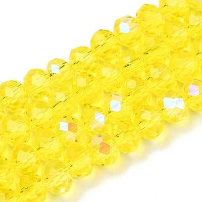 The Bead Store 4x3mm Faceted Glass Rondelle Beads Lemon AB