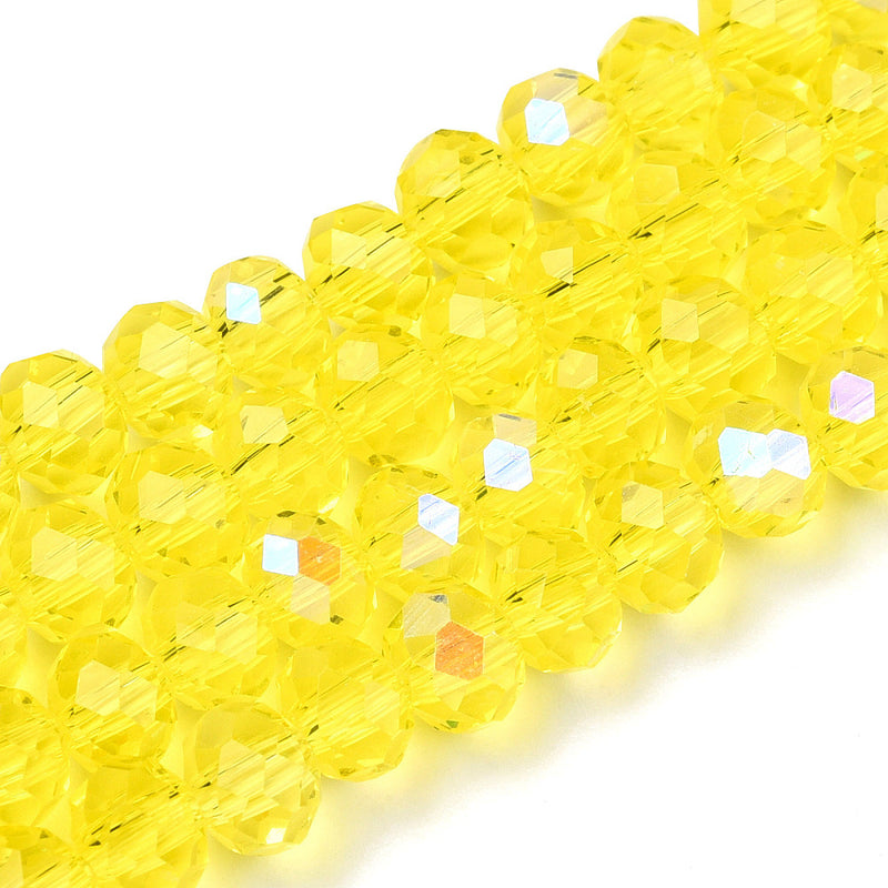 The Bead Store 4x3mm Faceted Glass Rondelle Beads Lemon AB
