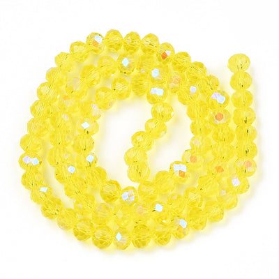 The Bead Store 4x3mm Faceted Glass Rondelle Beads Lemon AB