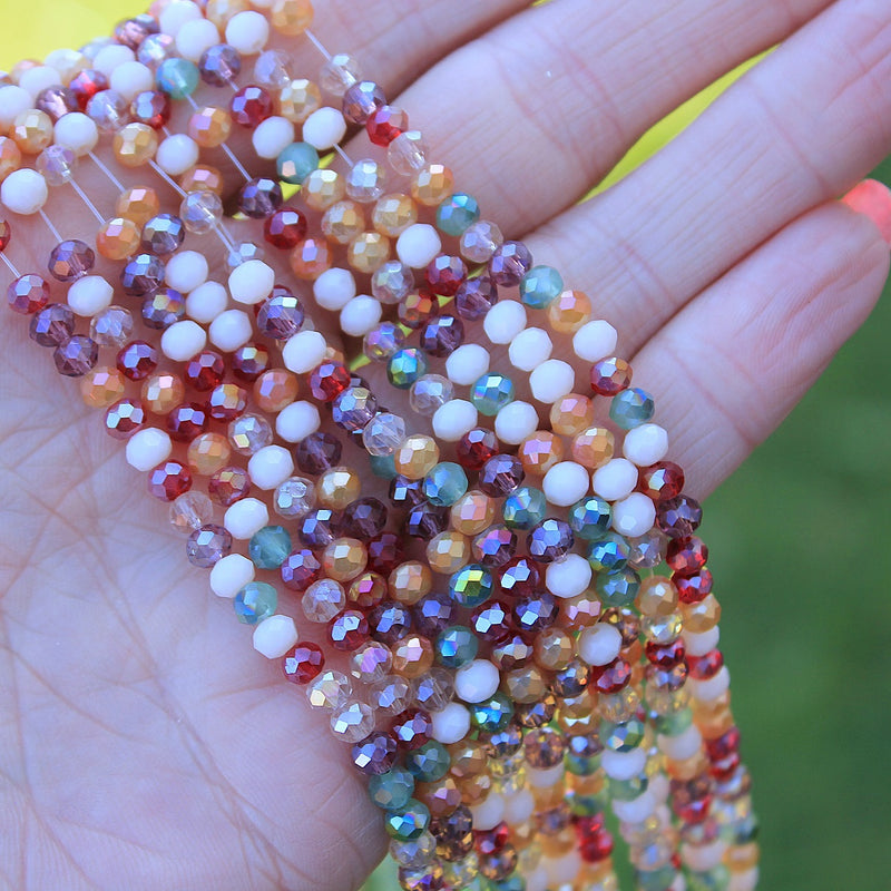 The Bead Store 4x3mm Faceted Glass Rondelle Beads Mixed Colours ~ approx. 115 beads