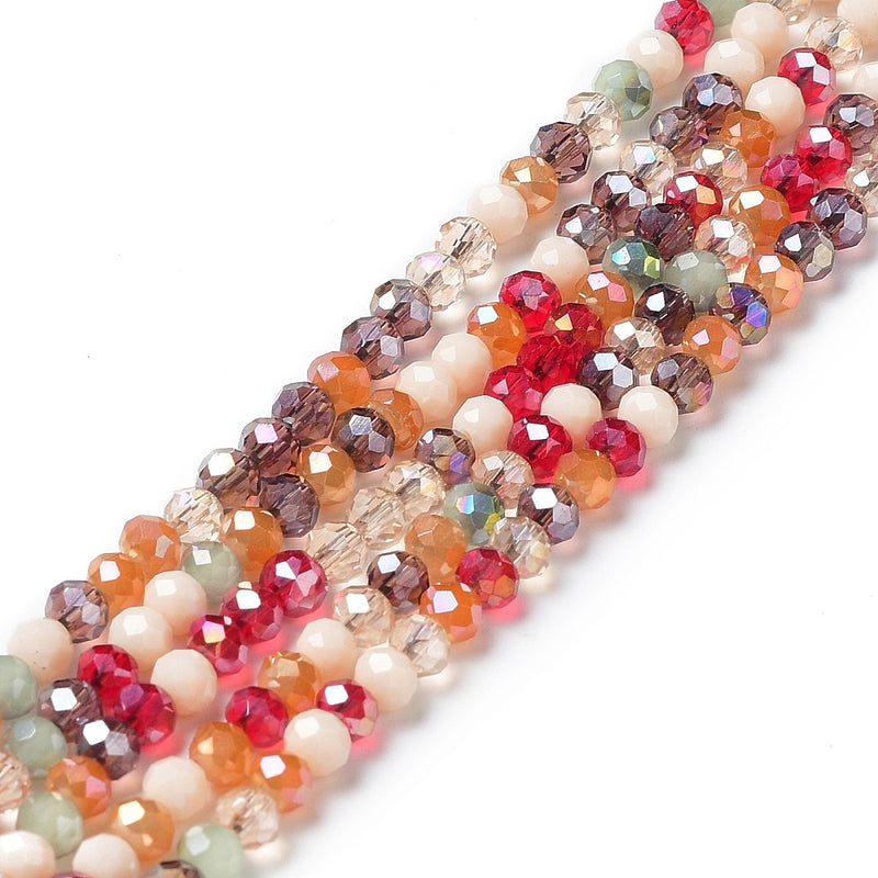 The Bead Store 4x3mm Faceted Glass Rondelle Beads Mixed Colours ~ approx. 115 beads