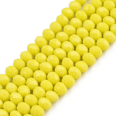 The Bead Store 4x3mm Faceted Glass Rondelle Beads Opaque Yellow
