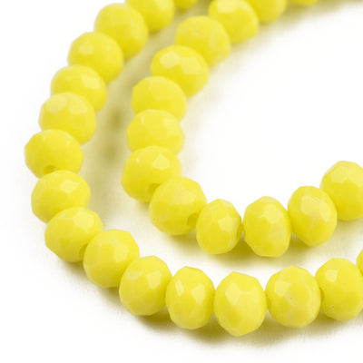 The Bead Store 4x3mm Faceted Glass Rondelle Beads Opaque Yellow