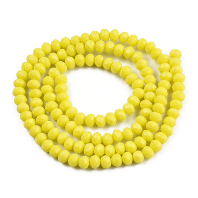 The Bead Store 4x3mm Faceted Glass Rondelle Beads Opaque Yellow
