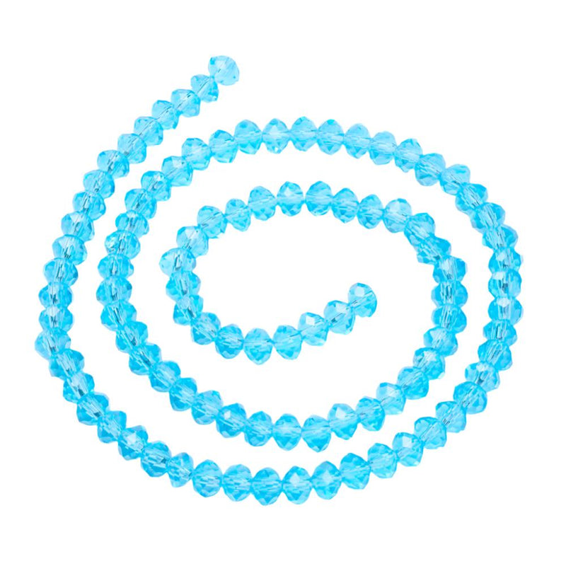 The Bead Store 4x3mm Faceted Glass Rondelle Beads Sky Blue