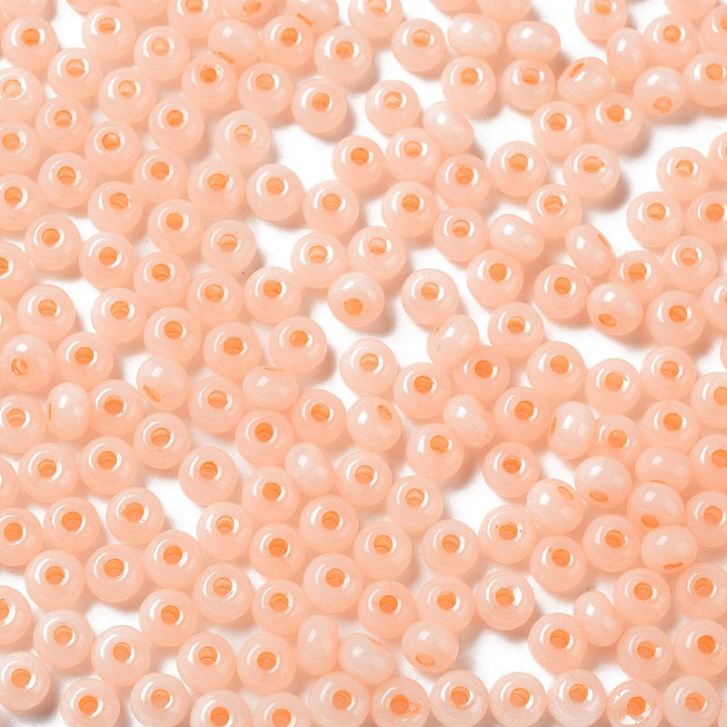 The Bead Store 5.5x3.5mm Jade Colours Glass Seed Beads Light Apricot 20 grams