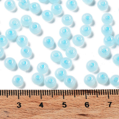 The Bead Store 5.5x3.5mm Jade Colours Glass Seed Beads Light Blue 20 grams