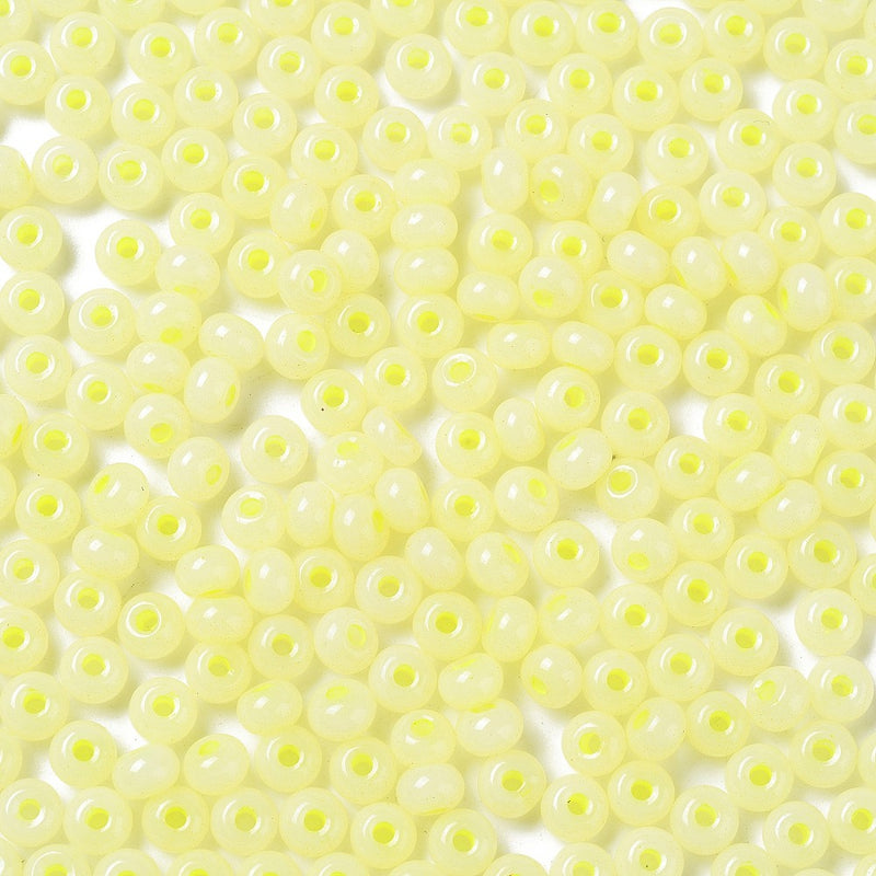 The Bead Store 5.5x3.5mm Jade Colours Glass Seed Beads Light Yellow 20 grams