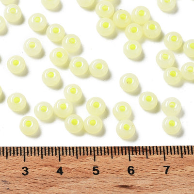 The Bead Store 5.5x3.5mm Jade Colours Glass Seed Beads Light Yellow 20 grams