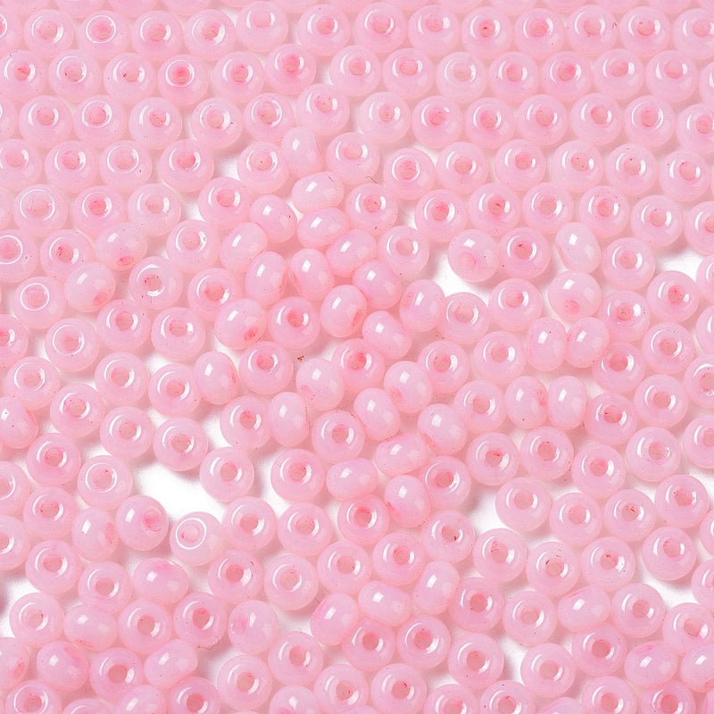 The Bead Store 5.5x3.5mm Jade Colours Glass Seed Beads Pink 20 grams