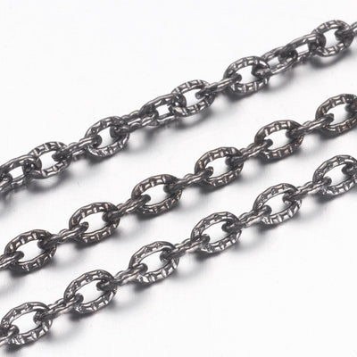 The Bead Store 50cm of Gunmetal Plated Textured Cable Chain 4 x 3mm