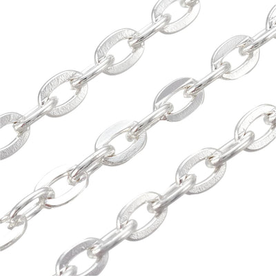 The Bead Store 5x3mm Silver Plated Chain Pre-Cut 1 Metre