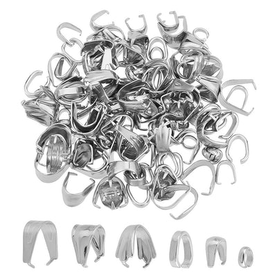 The Bead Store 6 Pcs Mixed Sizes and Styles Stainless Steel Bails