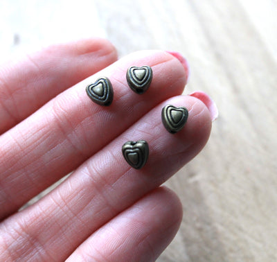 The Bead Store 6mm Antique Bronze Heart Beads ~ Pack of 10