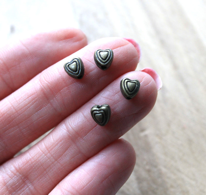 The Bead Store 6mm Antique Bronze Heart Beads ~ Pack of 10
