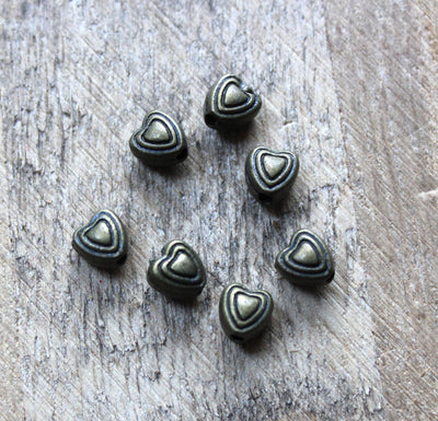 The Bead Store 6mm Antique Bronze Heart Beads ~ Pack of 10