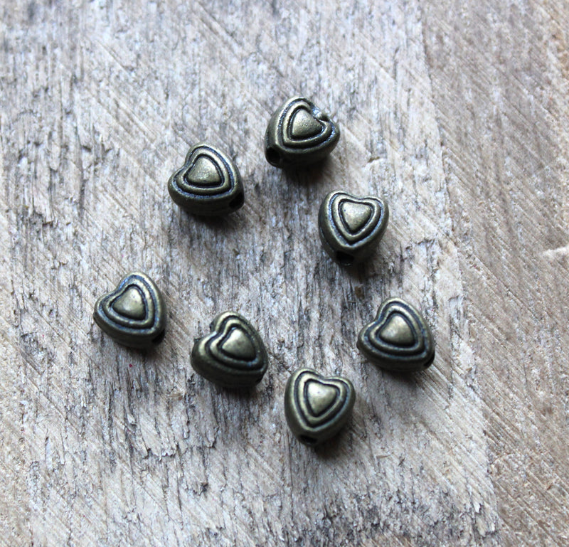 The Bead Store 6mm Antique Bronze Heart Beads ~ Pack of 10
