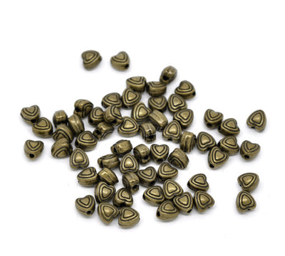 The Bead Store 6mm Antique Bronze Heart Beads ~ Pack of 10