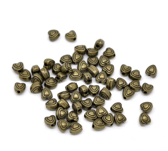 The Bead Store 6mm Antique Bronze Heart Beads ~ Pack of 10