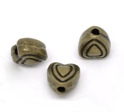 The Bead Store 6mm Antique Bronze Heart Beads ~ Pack of 10