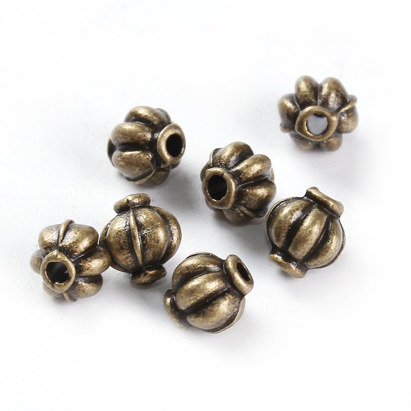 The Bead Store 6mm Antique Bronze Plated Metal Lantern Beads 