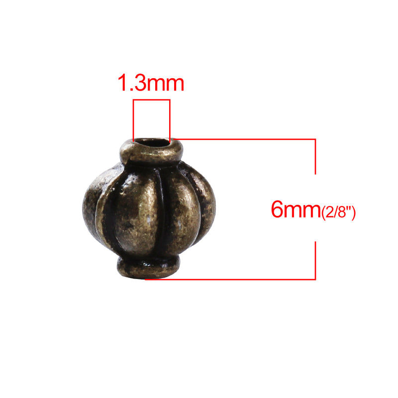 The Bead Store 6mm Antique Bronze Plated Metal Lantern Beads 