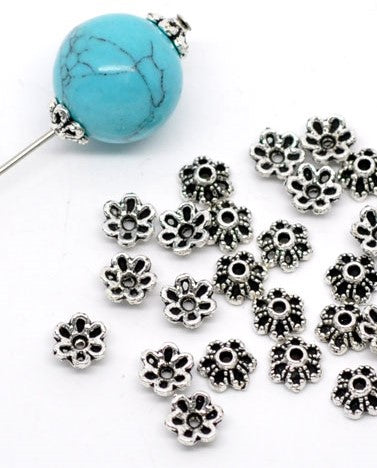 The Bead Store 6mm Antique Silver Plated Bead Caps Pack of 20