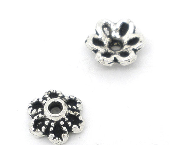 The Bead Store 6mm Antique Silver Plated Bead Caps Pack of 20